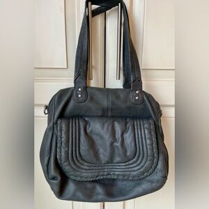 EUC Aimee Kestenberg Dark Grey Shoulder Bag with Stitched Pattern
